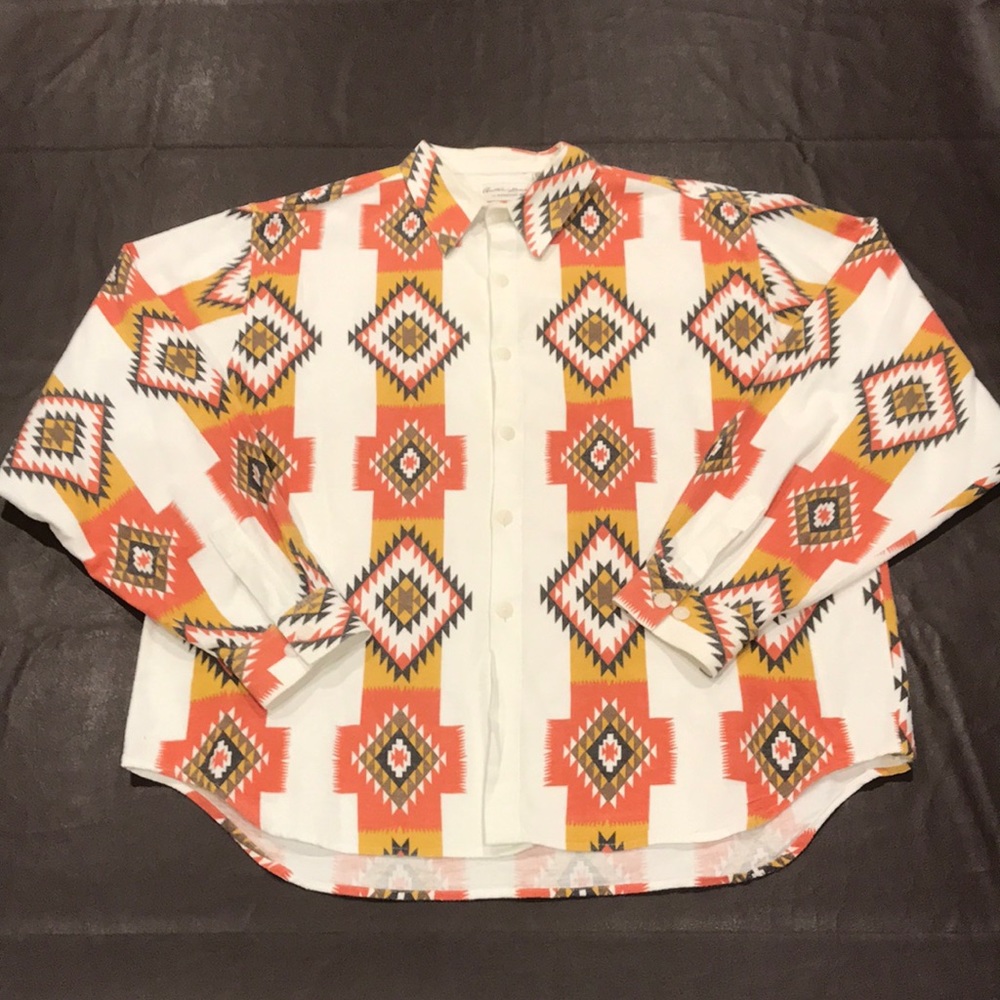 Vintage Aztec Navajo print button down shirt XL Austin Kane international male